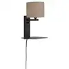 Image de Applique noire avec tablette et abat-jour gris H42cm