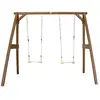 Image de Balançoire double avec support, marron, en bois fsc