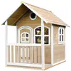 Image de Maisonnette enfant avec fenêtres & véranda, en bois fsc, marron/blanc