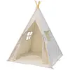Image de Tipi avec plancher en coton, crème, 120x120 cm