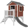 Image de Maisonnette de jeu rouge avec toboggan gris 189x167x240 cm
