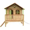 Image de Maisonnette enfant avec toboggan blanc, bois fsc marron/vert