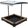 Image de Bac à sable avec toit, en bois fsc, anthracite/brun, 118x118 cm