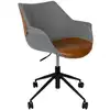 Image de Fauteuil de bureau en tissu gris et cuir végétal brun vintage