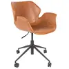 Image de Chaise de bureau à roulettes en cuir marron