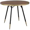 Image de Table de repas ronde en bois de frêne avec entourage doré