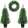 Image de Lot de 2 sapins de noël artificiel et 1 couronne LED