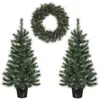 Image de Lot de 2 sapins de noël artificiel et 1 couronne LED