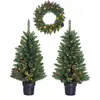 Image de Lot de 2 sapins de noël artificiel et 1 couronne LED