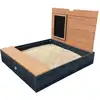 Image de Bac à sable avec banc, rangement & couvercle, en bois fsc, anthracite