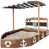 Image de Bac à sable bateau, dinette, bois fsc, anthracite/brun,160x100x110 cm