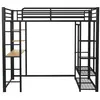 Image de Lit mezzanine métal noir 90x200 cm rangement et table