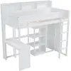 Image de Lit superposé bois blanc 90x200 cm table et armoire