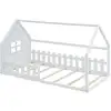 Image de Lit enfant plat en bois blanc 90x200 cm avec barrière de sécurité