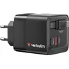 Image de Verbatim Gan 65W 2Xusb-C/Usb-A chargeur secteur + adaptateur Eu/Uk/Us Noir/Noir 32217