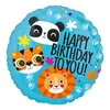 Image de Ballon aluminium rond 43 cm : Happy birthday - Animaux