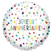 Image de Ballon aluminium rond 43 cm : Joyeux Anniversaire - Confettis