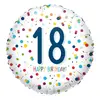 Image de Ballon Aluminum rond : Confettis - Happy Birthday 18 ans - 43 cm