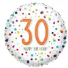 Image de Ballon Aluminium Rond 43 cm : Happy Birthday 30 ans - Confettis