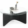 Image de Umbra Table basse Madera, Table de salon ronde, bois, verre, Black, 84 x 38 cm, 1018611-040