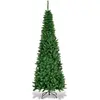 Image de Sapin de Noël artificiel étroit de 200 cm avec LED blanc chaud, vert