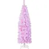 Image de Sapin de Noël artificiel en forme de crayon de 180 cm avec 250 LED blanc froid, sapin de Noël fin rose