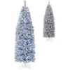 Image de Sapin de Noël artificiel en forme de crayon de 180 cm avec 250 LED blanc froid Slim blanc + noir