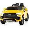 Image de Voiture électrique Chevrolet pour enfants avec télécommande 2,4 G et amplificateur. Suspensions et amp; lumières et amp; Voiture enfant musicale jaune