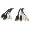 Image de StarTech.com Câble de commutateur KVM DisplayPortUSB 4 en 1 de 1,8 m avec audio et microphone - Neuf