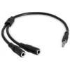 Image de Startech.com Adaptateur Audio Répartiteur De Casque Mini-jack 3,5 Mm 3 Broches Mâle Vers 2x Mini-jack 3 Broches Femelle - Casque - Noir, Garantie À Vie.