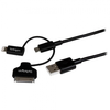 Image de StarTech.com Câble combo USB vers Lightning / Dock 30 broches / Micro USB de 1 m - Noir