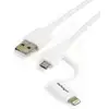 Image de StarTech.com Câble Lightning 8 broches ou Micro USB vers USB de 1 m - Cordon de charge / synchronisation - Blanc - Neuf