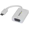 Image de StarTech.com Adaptateur USB-C vers VGA - Convertisseur Vidéo 1080p USB Type-C vers Moniteur VGA avec Chargement - 60W PD Pass-Through - Compatible Thunderbolt 3 - Blanc - Neuf