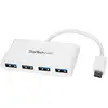 Image de StarTech.com Hub USB-C 4 Ports USB-A (USB 3.0 SuperSpeed) - Alimenté par bus USB - Adaptateur USB-C vers USB-A - USB 3.2 Gen 1 (5Gbps) Type C - Blanc - Neuf