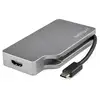 Image de StarTech.com Adaptateur Multiport USB-C avec HDMI/VGA/Mini DisplayPort ou DVI - Convertisseur USB Type C vers HDMI 2.0 ou mDP 1.2 (4K60Hz) - VGA ou DVI (1080p) - Aluminium Gris Spatial - Neuf