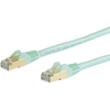 Image de StarTech.com 6ASPAT5MAQ Câble patch CAT6a (5 m, turquoise, connecteur RJ45 snagless, câble STP CAT6a, fil de cuivre, câble réseau) - Câble patch - RJ-45 (M) à RJ-45 (M) - 5 m - STP - CAT 6a - moulé, sans crochet - aigue-marine