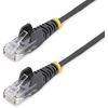 Image de StarTech.com 3 m Cat6 Cable - Slim Cat6 Patch Cable - Black - Snagless RJ45 Connectors - Gigabit Ethernet Cable - 28 AWG - Patch Cable - RJ-45 (M) to RJ-45 (M) - 3 m - CAT 6 - Snagless - Black