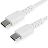 Image de StarTech.com Câble de charge USB-C 1m - Câble de transfert de données/charge rapide USB 2.0 type C durable - gaine TPE fibre aramide M/M 60W Blanc - Samsung S10 S20 iPad Pro MS Surface (RUSB2AC1MW)