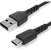 Image de StarTech.com Câble de charge de 2m USB-A vers USB-C - Câble de transfert de données et de charge rapide durable USB 2.0 vers USB Type-C - Gaine robuste en TPE fibre aramide, M/M, 3A - Noir (RUSB2AC2MB)