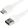 Image de StarTech.com Câble de charge de 1m USB-A vers USB-C - Câble de transfert de données et de charge rapide durable USB 2.0 vers USB Type-C - Gaine robuste en TPE fibre aramide, M/M, 3A - Blanc (RUSB2AC1MW)