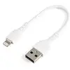 Image de StarTech.com Câble USB-A vers Lightning Blanc Robuste 15cm - Câble de Charge/Synchronisation de Type A vers Lightning en Fibre Aramide - iPad/iPhone 12 - Certifié Apple MFi - Neuf