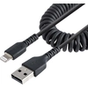 Image de StarTech.com Câble USB vers Lightning de 1m - Mfi - Adaptateur USB Lightning Noir, Gaine durable en TPE - Cordon Chargeur Iphone/Lightning Spiralé en Fibre Aramide - Câble USB pour Iphone Très Résistant