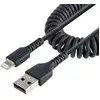 Image de StarTech.com Câble USB vers Lightning de 1m - Certifié Mfi - Adaptateur USB Lightning Noir, Gaine durable en TPE - Cordon Chargeur Iphone/Lightning Spiralé en Fibre Aramide - Câble USB pour Iphone Très Résistant - Neuf