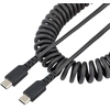 Image de StarTech.com Câble USB C vers USB C 50cm, câble spiralé haute résistance pour la charge et la synchronisation, câble USB C 2.0, fibre aramide robuste, câble de charge rapide avec protection EMI, noir (R2CCC-50C-USB-CABLE)