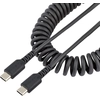 Image de StarTech.com Câble USB C vers USB C de 1m, câble spiralé haute résistance pour la charge et la synchronisation, câble USB C 2.0, fibre aramide robuste, câble de charge rapide avec protection EMI, noir (R2CCC-1M-USB-CABLE)