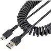 Image de StarTech.com Câble de Charge Rapide USB-A vers USB-C de 1m, Robuste, Spiralé, Charge et Synchronisation, 3A, USB 2.0, Gaine TPE et Fibre d'Aramide - Cordon de Charge USB - Neuf
