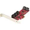Image de StarTech.com Carte PCI Express SATA 10 ports - Carte Contrôleur PCIe SATA - 6Gbps - ASM1166 Non-Raid - Convertisseur PCI Express 2.0 vers SATA - Connecteurs SATA Empilés - Carte d'Extension SATA - Neuf
