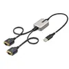 Image de StarTech.com Adaptateur USB vers Série de 2 Ports de 60cm, Vis/Écrous DB9 Interchangeables, COM Rétention, Câble Convertisseur USB-A vers DB9 RS232, FTDI, Protection ESD Niveau 4, Windows/macOS/ChromeOS/Linux