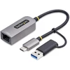 Image de Startech.com Adaptateur Usb-c Vers Ethernet Avec Dongle Usb-a, 10/100/1000mbps, Adaptateur Réseau Usb 3.0 Vers Gigabit Ethernet, Câble De 15cm, Adaptateur Usb Gbe