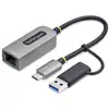 Image de StarTech.com Adaptateur USB-C vers Ethernet avec Dongle USB-A, 10/100/1000Mbps, Adaptateur Réseau USB 3.0 vers Gigabit Ethernet, Câble de 15cm, Adaptateur USB GbE - Neuf